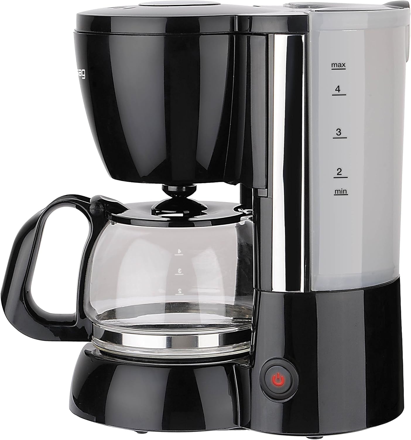 Cafetière à gros filtre avec carafe en verre KA 12.17 | 0,6 litre pour 4 tasses de café | 600 watts | Noir - Acier inoxydable