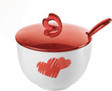 Guzzini - Love, sucrier avec cuillère - rouge transparent, 12,6 x 12,6 x h9,8 cm | 200cc-11470065