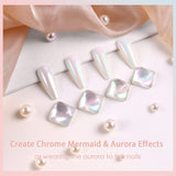 Chrome Nagel Pulver 4 couleurs irisées Aurora Pulver Metallic Spiegel Effet Pigment Nacré Merjungfrau Glitter Einhorn Glitter pour Gel Polish Nail Art Décoration-Purpurgrüner Jadeit