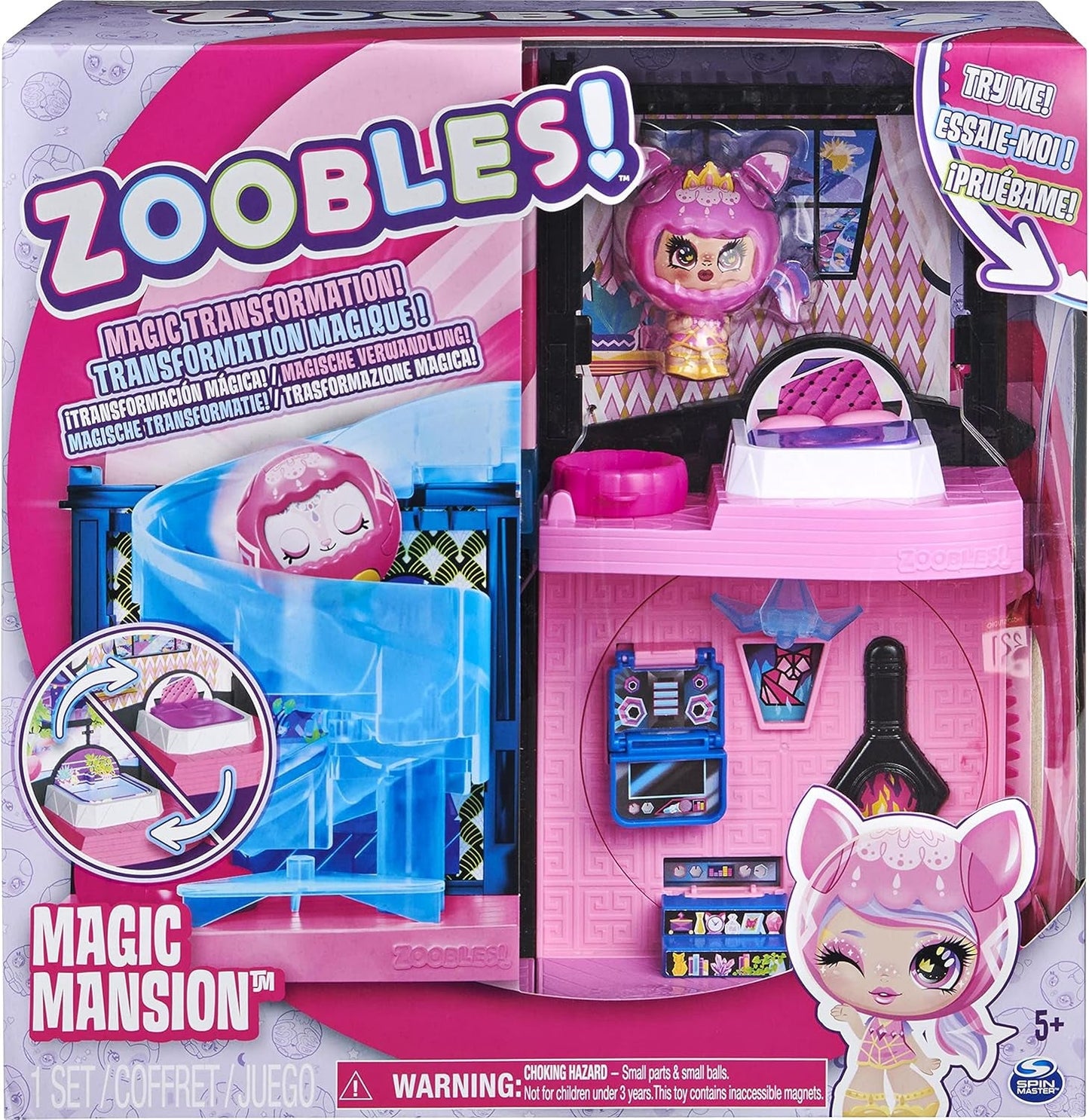 Zoobles Magic Mansion Maison de rêve transformable 6 pièces, toboggan et accessoires