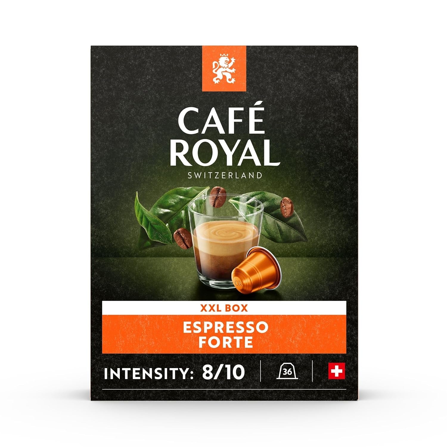Espresso Forte 36 capsules pour machine à café Nespresso - intensité 8/10 - capsules de café certifiées UTZ en aluminium (emballage avec 3)