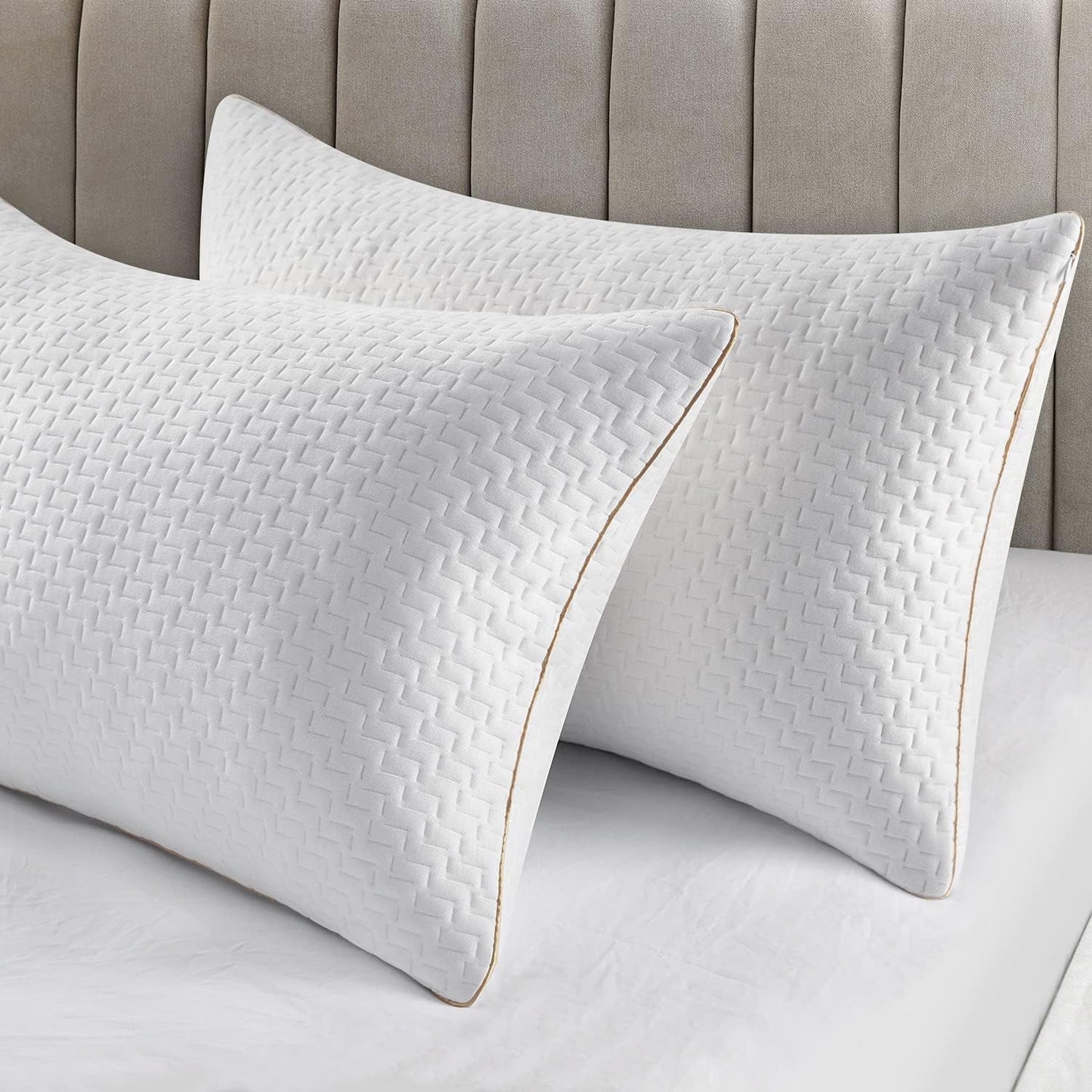Oreiller Bedstory, oreiller de couchage, 2 pièces, hypoallergénique, oreiller anti-poussière, duvet, qualité alternative, oreiller de lit pour dormeurs sur le dos, le ventre et le côté, taille standard, lavable, 42 x 70 cm Naty Shop Oreillers standard Titre par défaut