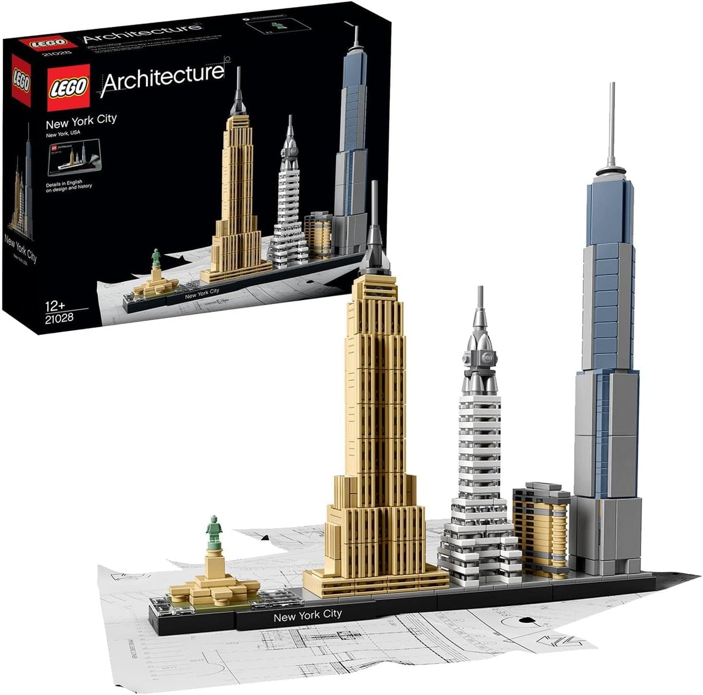 Ensemble LEGO Architecture New York City, kit de modèle Skyline avec World Trade Center et Statue de la Liberté, artisanat pour adultes, décorations de maison et de bureau, cadeaux pour femmes et hommes 21028 Ensembles de construction Besuche den LEGO-Store Single