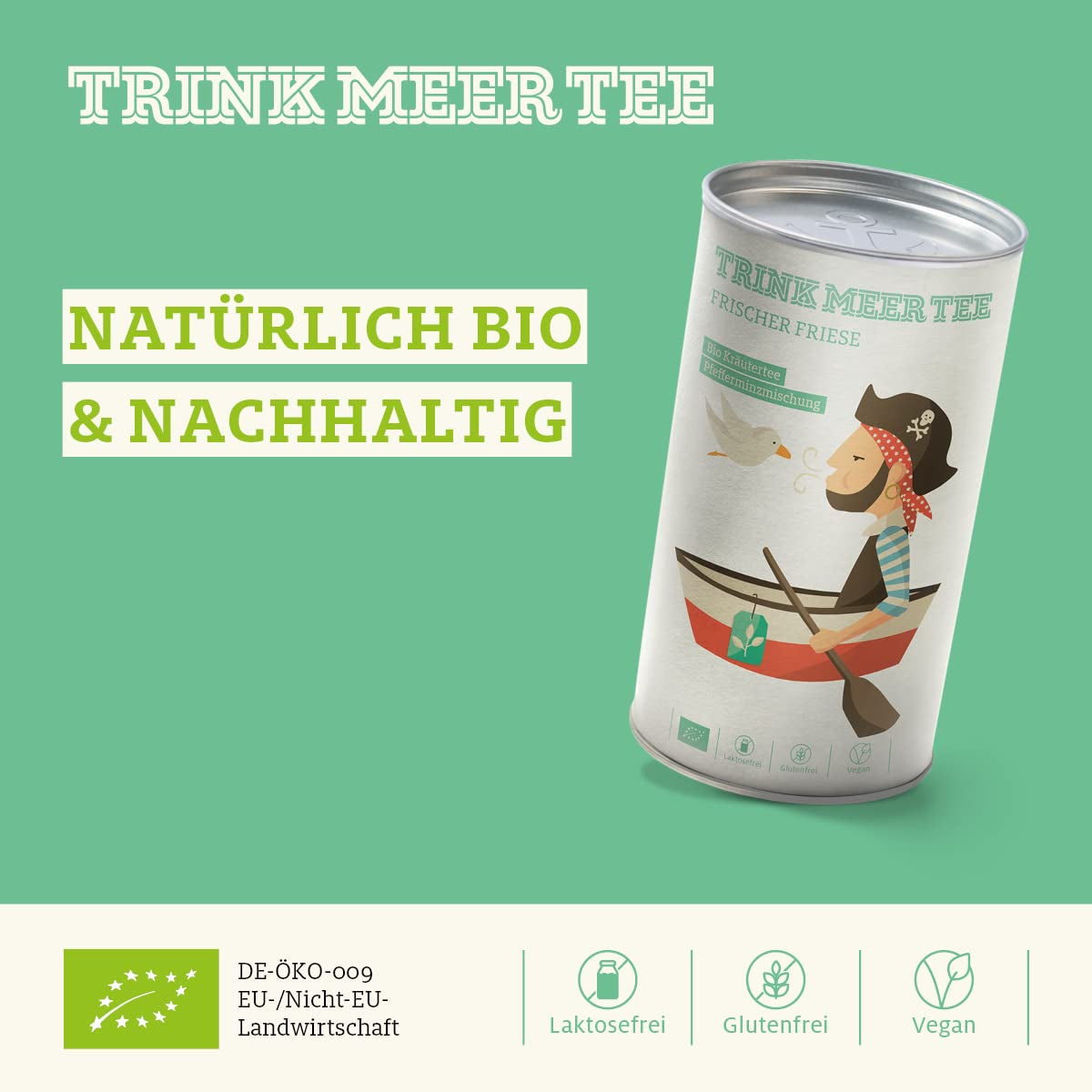 Boire plus de thé FRISCHER FRIESE - Tisane bio | Mélange de menthe | Thé à la menthe biologique | Thé en vrac dans une boîte à thé | Cadeau I 50 G