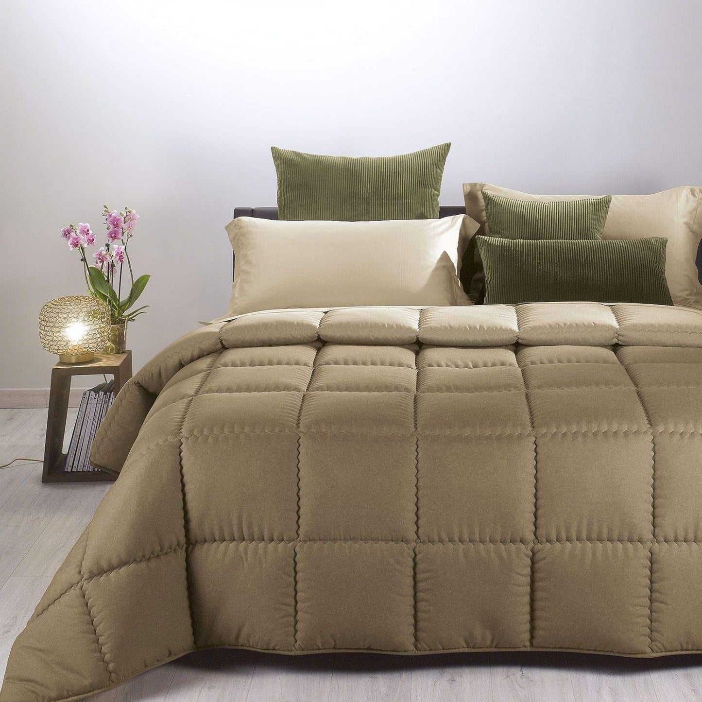 Caleffi doudou moderne, microfibre, taupe, lit double Couettes et couettes Naty Shop Titre par défaut