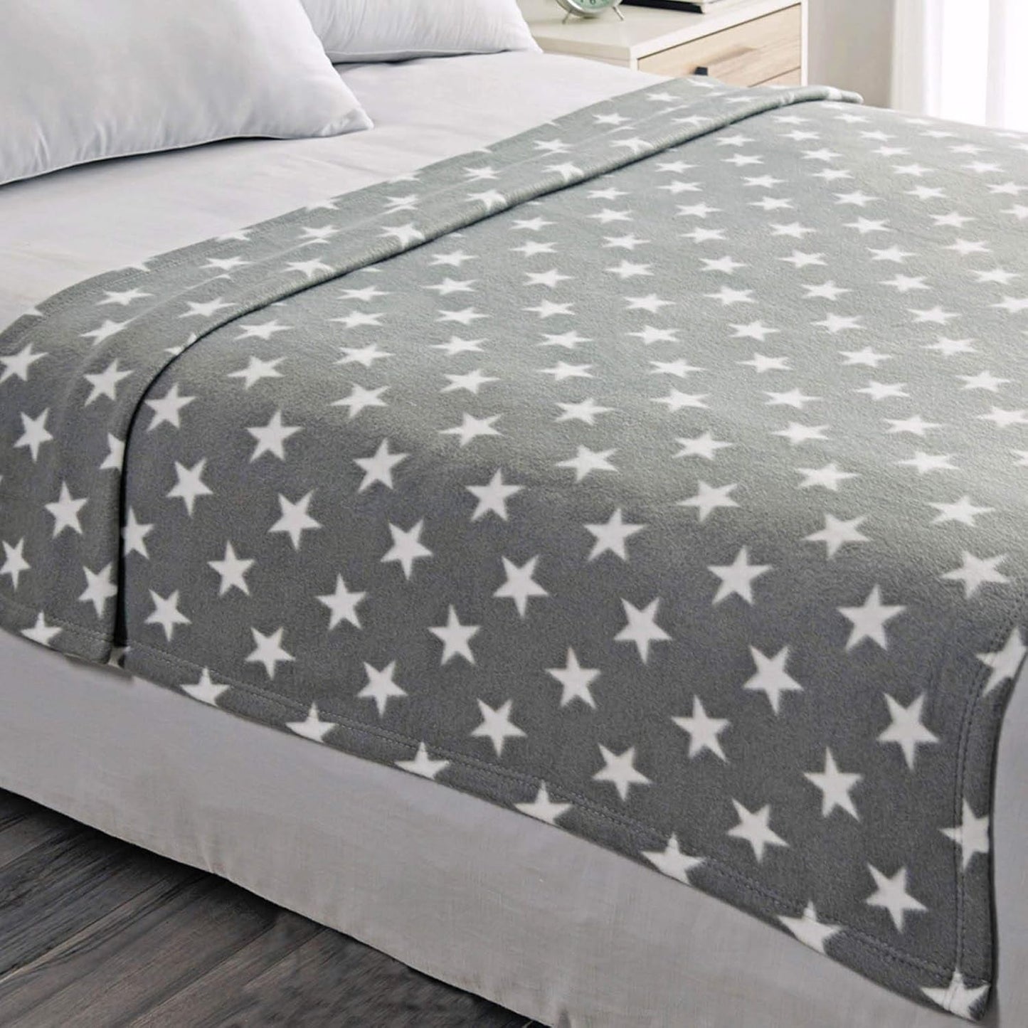 DREAMSCENE couverture confortable couverture moelleuse couverture polaire - couverture de salon chaude hiver douce, couverture de canapé, couverture de canapé, couverture câline enfants, salon et couvertures câlines 120X150Cm, couverture de canapé étoiles grises Lits et couvertures Besuche den DREAMSCENE-Store