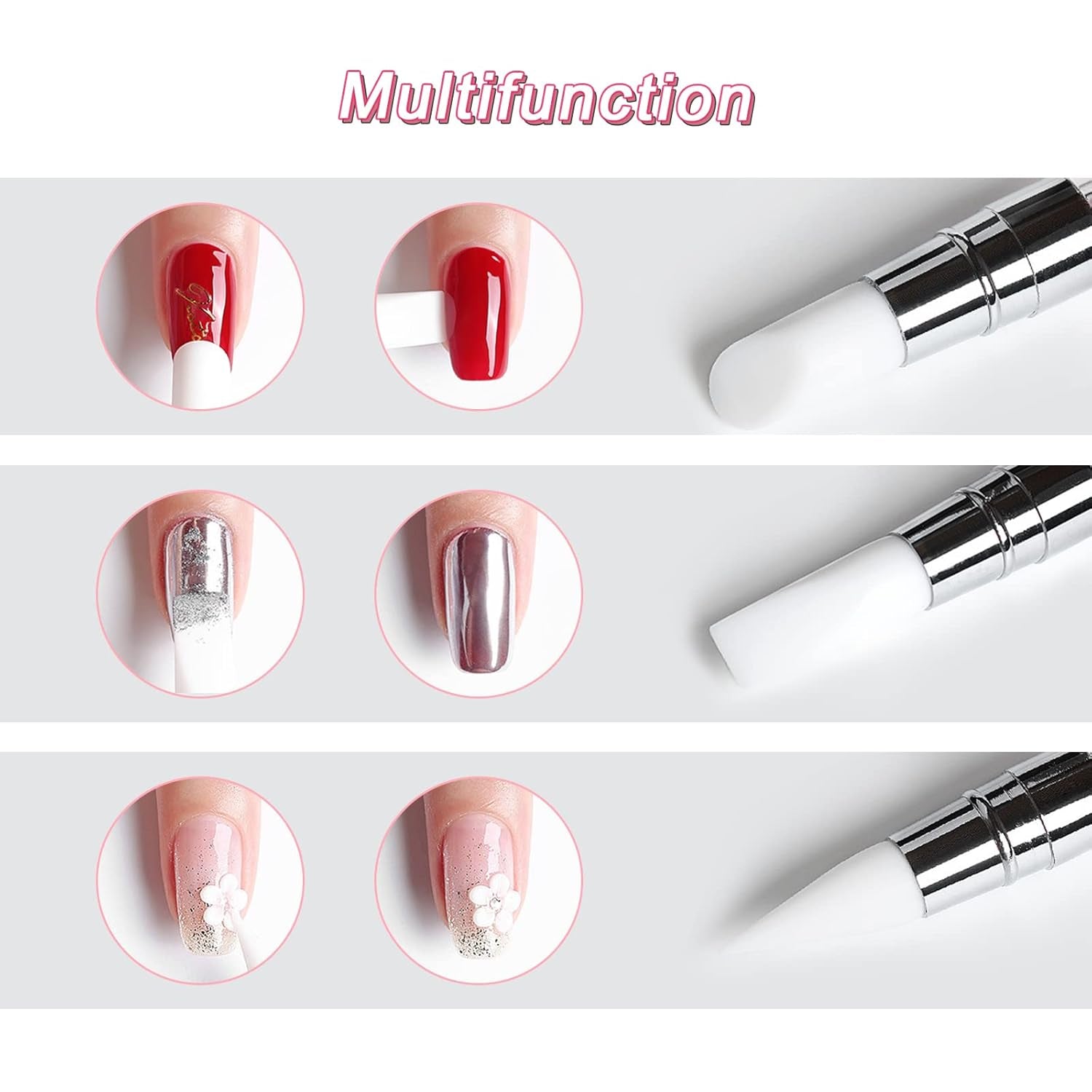 Qufiiry 5 pièces pinces à ongles en silicone, pinces à ongles en gel, ensemble de pinces à modeler en silicone, double coup de pinceau bricolage atelier de manucure