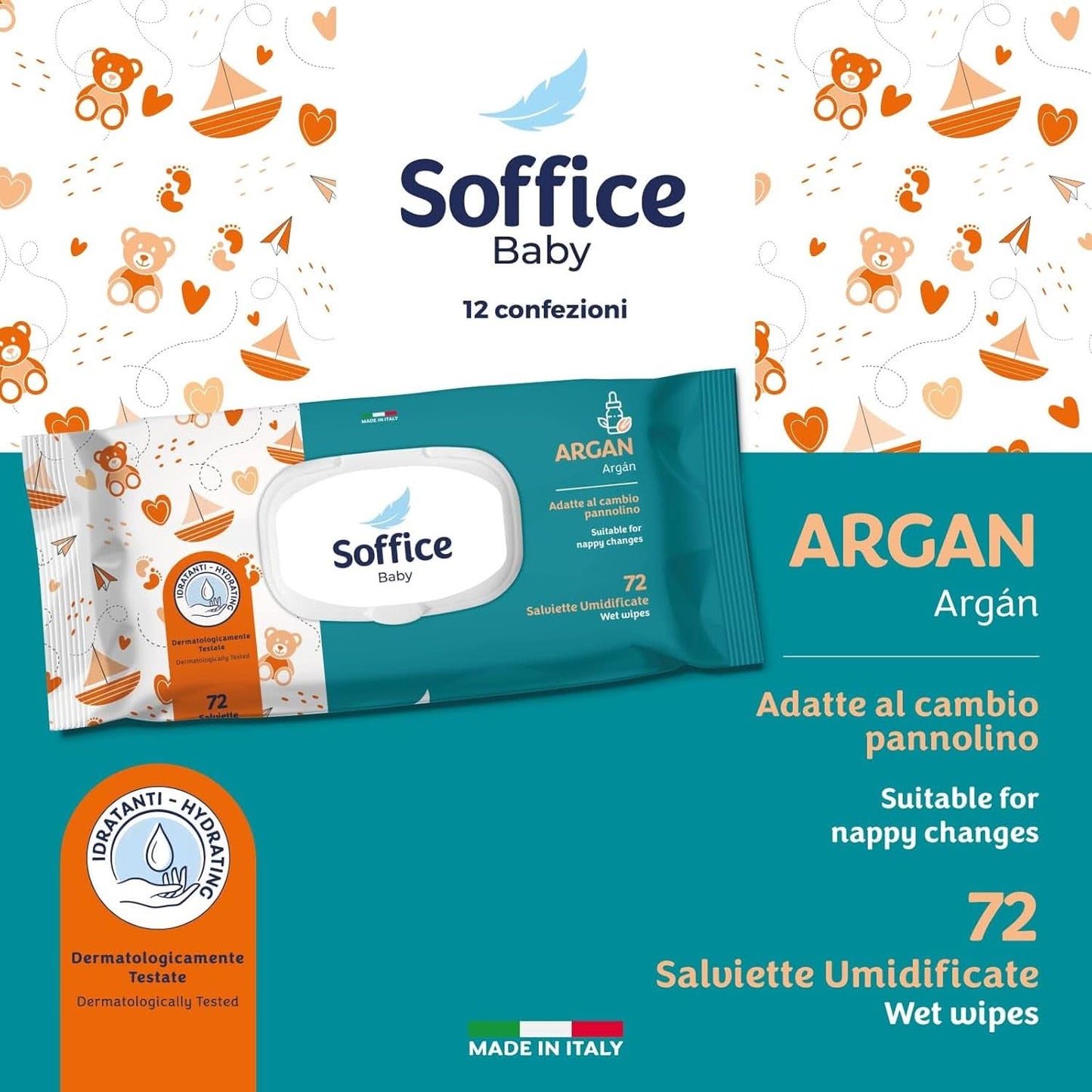Feuchttücher Für Neugeborene, 72 Stück, Pop-Up Argan – Accessoires et produits pour l'hygiène des bébés, idéal pour le nettoyage du bébé et la maternelle – Lingettes pour bébé de santé et de rééducation – 12 paquets Naty Shop