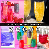Ensemble de spray à paillettes comestibles – 20 g de poussière de paillettes irisées pour boissons, champagne, gâteaux – Colorant alimentaire métallique comestible pour cocktails, vin, liqueur, pâtisserie, gâteaux