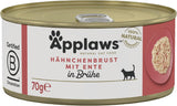 Applaws Nourriture humide naturelle de qualité supérieure pour chats, poulet et canard en soupe, en conserve 70 g (24 x 70 g)