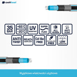 Tuyau d'arrosage Cellfast MULTIFLEX PRO, durable, 6 brins, tresse tricotée ATS2, résistant aux UV et aux algues, sans métaux lourds, technologie velours, 35 bar, -20/+65°C, 3/4", 30m