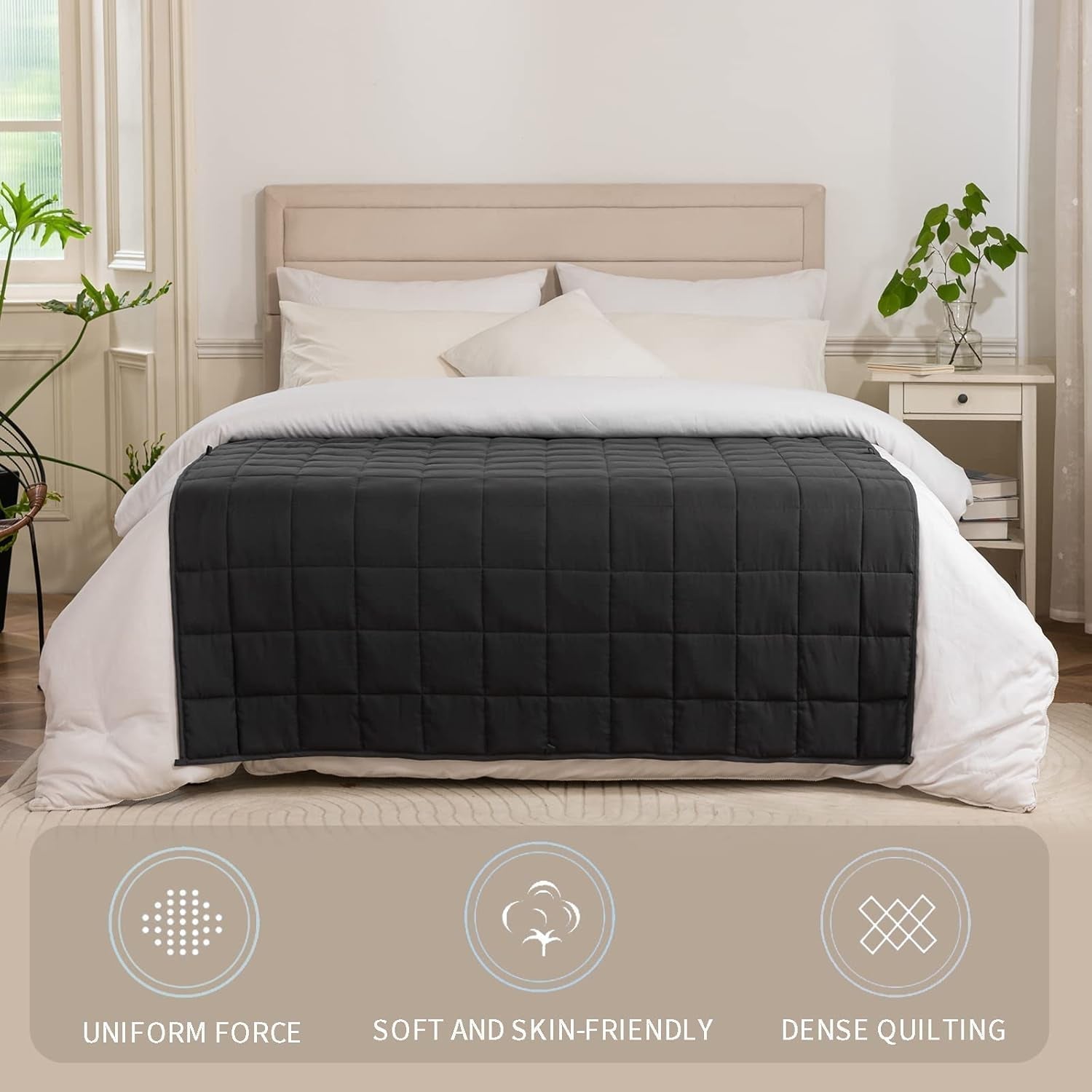 Good Nite Couverture lestée pour adultes Gris Couverture de relaxation pour et pour la détente Couverture lestée Gris 125X150Cm 4Kg Couettes et couettes Naty Shop
