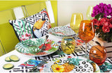 Excelsa Tropical Chic Service d'assiettes, 18 pièces, Porzellan, grande couleur