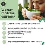 Poudre de matcha de qualité cérémonielle Purechimp 50 g. Poudre de thé 100 % pure cultivée à l'ombre pour les lattés, les infusions et les recettes. Pot recyclable. Riche en antioxydants.