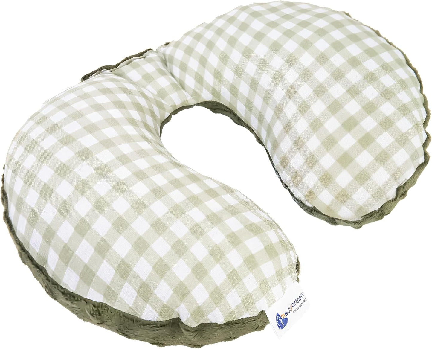 Medi Partners Oreiller cervical pour bébé 100 % coton/minky Oreiller cervical pour voiture, poussette, voyage, sommeil, oreiller cervical Snooze Roll (REH avec Minky gris) Oreillers orthopédiques cervicaux Naty Shop Olive Mink à carreaux