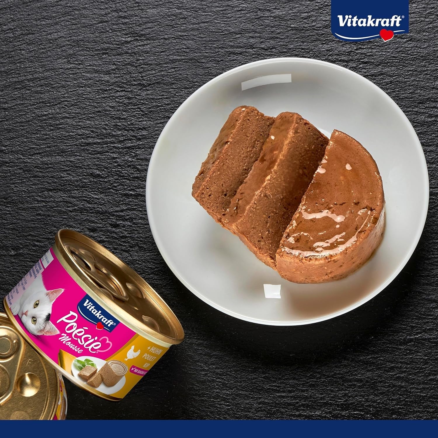 Vitakraft Poésie Mousse, nourriture humide pour chat, mousse aérée, au poulet, sans sucre ni céréales ajoutés (12 x 85g)