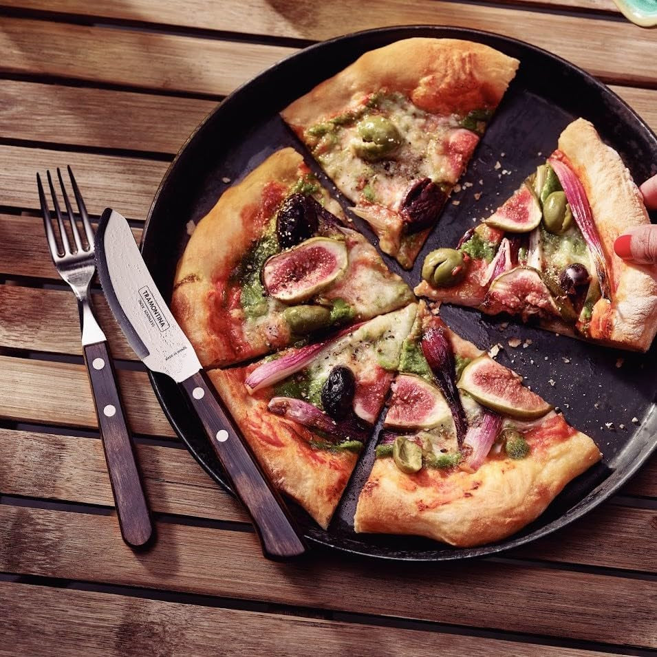 Tramontina PIZZA Besteck, ensemble de 8 pièces, pour 4 personnes, bois de rose libre, griffes de bois certifiées Fsc, fête des machines à laver, cuisine Naty Shop