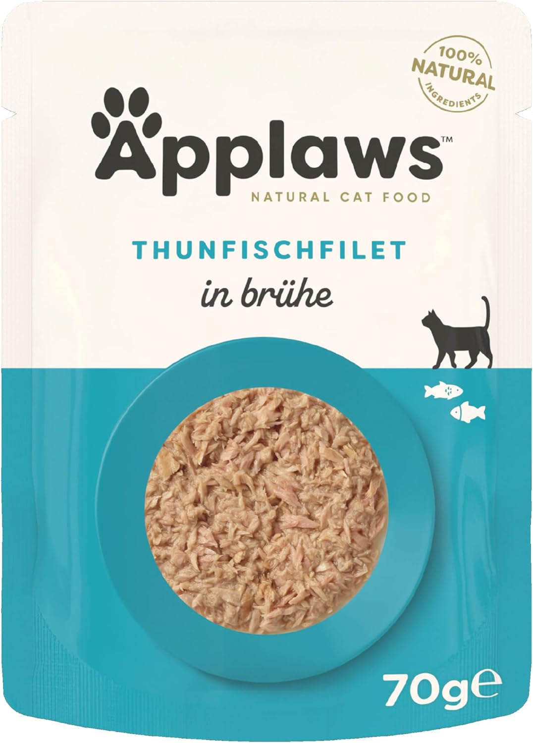 Applaws Nourriture humide pour chats 100 % naturelle Filets de thon en bouillon - Paquet de 12 sachets de 70 g