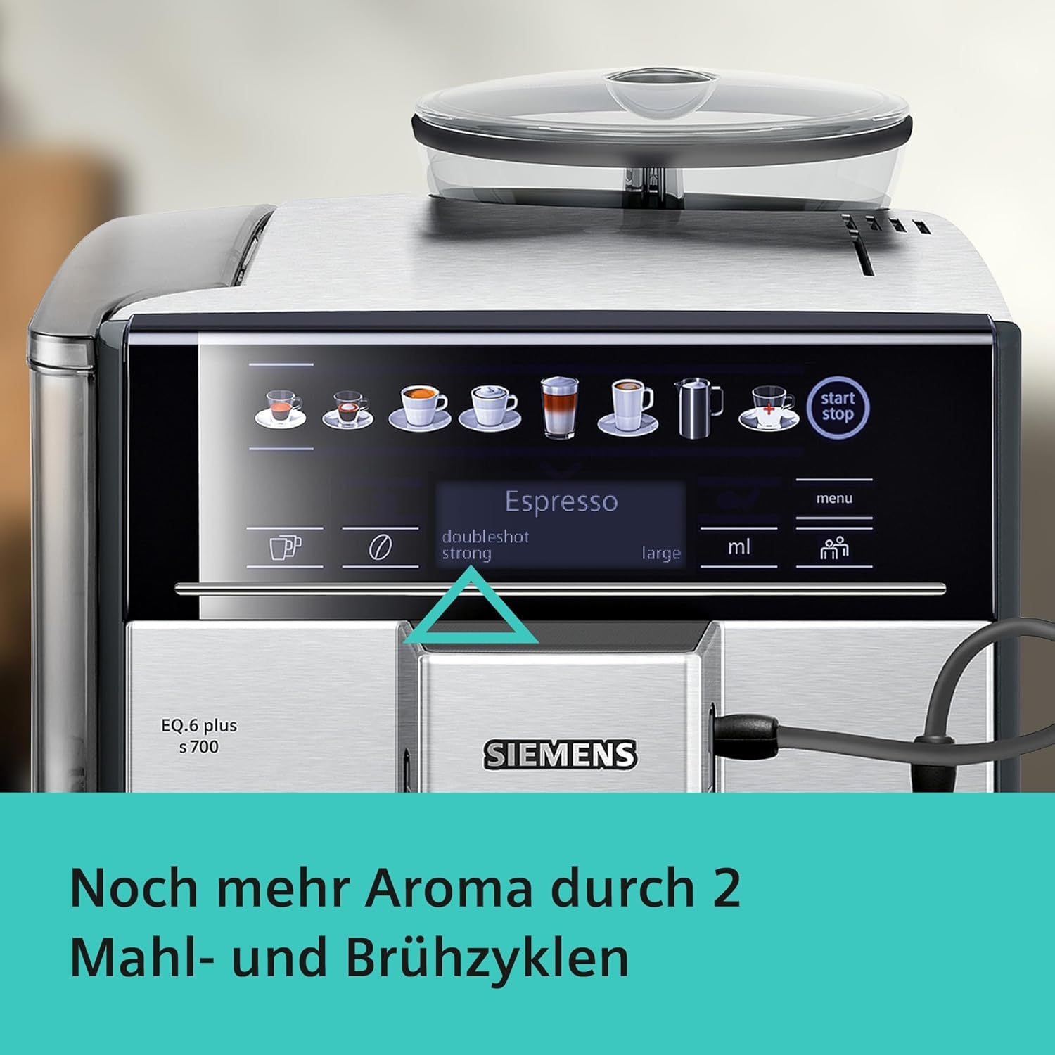 Machine à expresso automatique Siemens EQ.6 plus s700 TE657503DE, pour de nombreuses spécialités de café, mousseur à lait, moulin en céramique, double fonction café, anticalcaire, nettoyage vapeur automatique, 1500 W, acier inoxydable