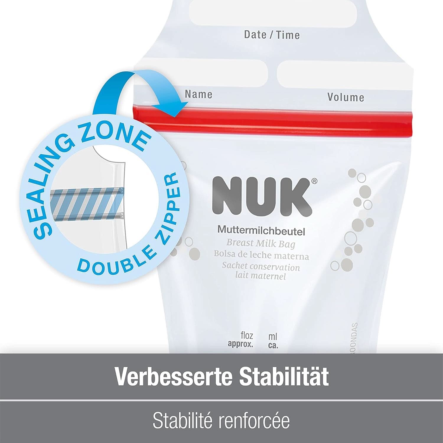 Sacs de lait maternel NUK, peu encombrants et utilisables immédiatement, 180 ml, 25 pcs, transparents Accessoires Alimentation et Allaitement Bebe Naty Shop