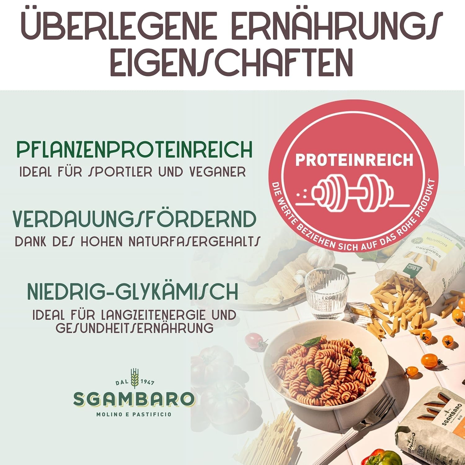 Pâtes Penne Rigate Bio N.91 - 500g à la farine d'épeautre, farine de lentilles et farine de quinoa - Riches en protéines, source de fibres et de protéines