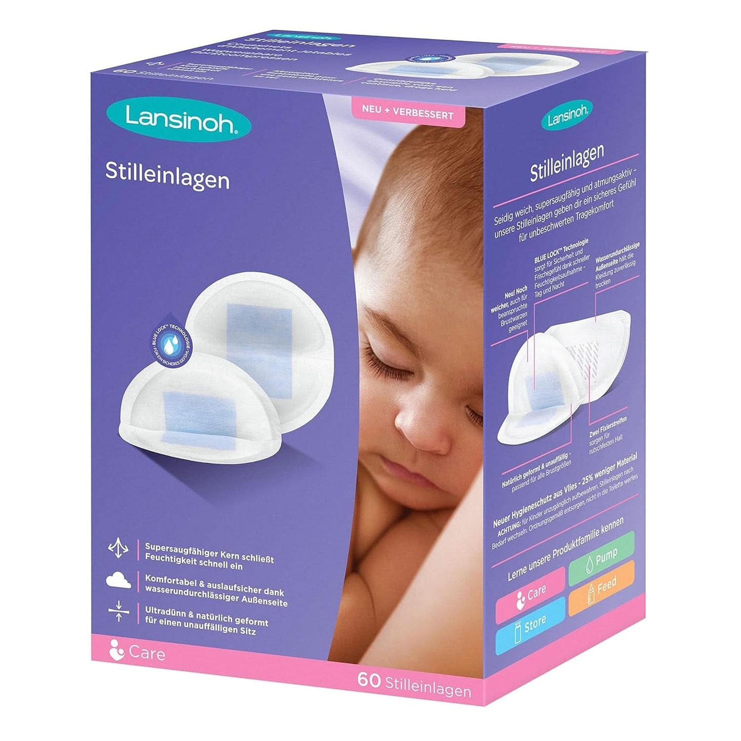 Lansinoh Stilleinlagen Blue Lock, 60 Stück Accessoires d'alimentation et d'allaitement Bebe Naty Shop