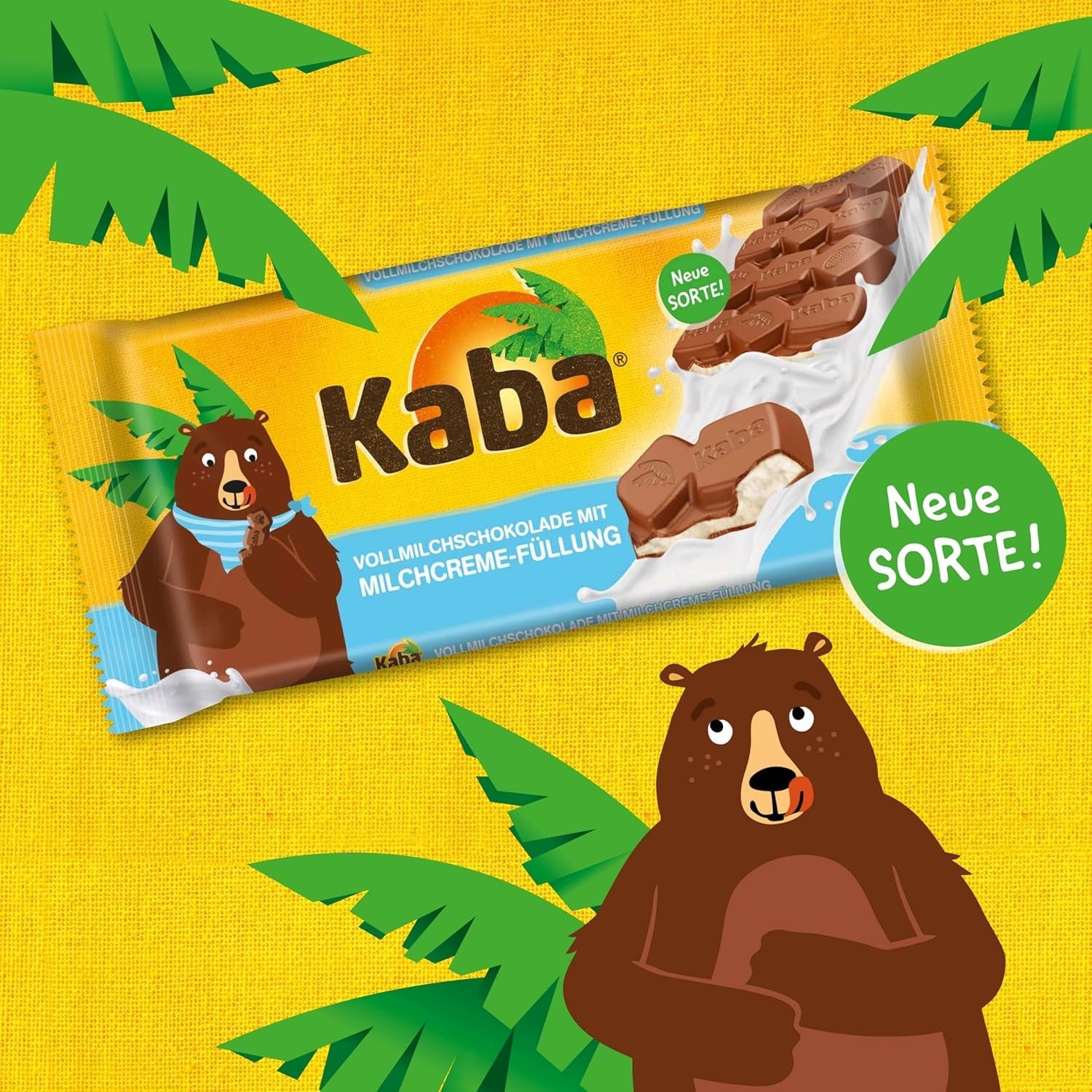 Barre de chocolat fourrée au chocolat au lait entier et à la crème de lait Kaba Barre de 90 g de chocolat fondant avec crème de lait légère et saveur originale Kaba (paquet de 2)