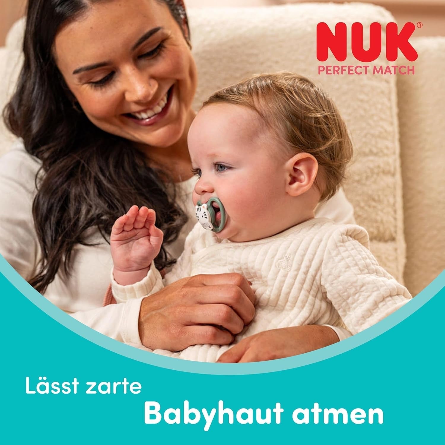 Sucettes NUK Perfect Match Air pour bébés | 6-18 mois | Sucettes orthodontiques qui favorisent la circulation de l'air et préviennent les éruptions cutanées causées par la salive | 95 % d'acceptation par les bébés** | Zèbre/Léo | Paquet de 2