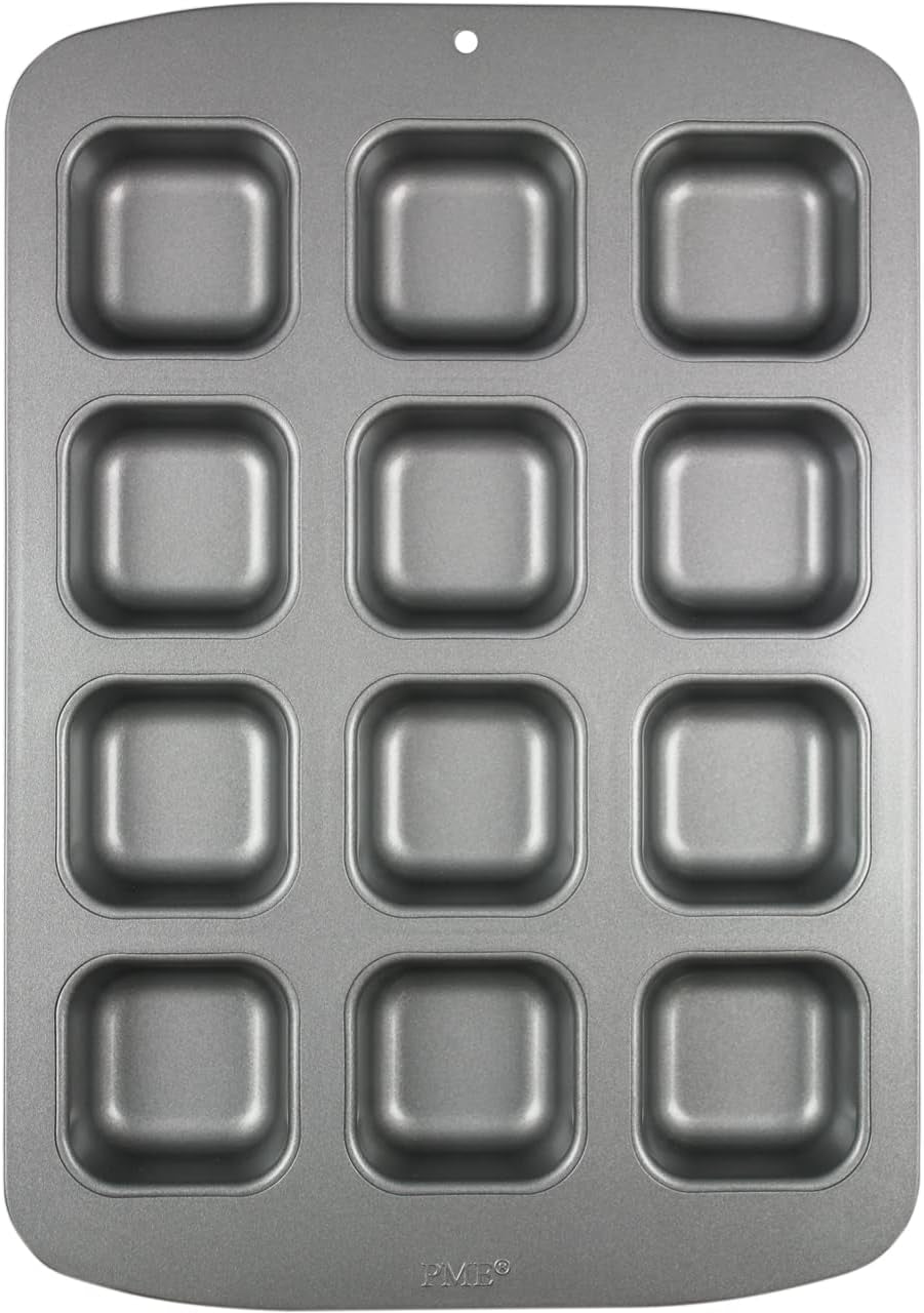 CSB106 Quadratische Antihaftbeschichtete Backform Mit 12 Minilöchern Aus Karbonstahl, Edelstahl, Argent, 37,3 X 26,1 X 3,1 cm Moules et plaques pour la pâtisserie Naty Shop