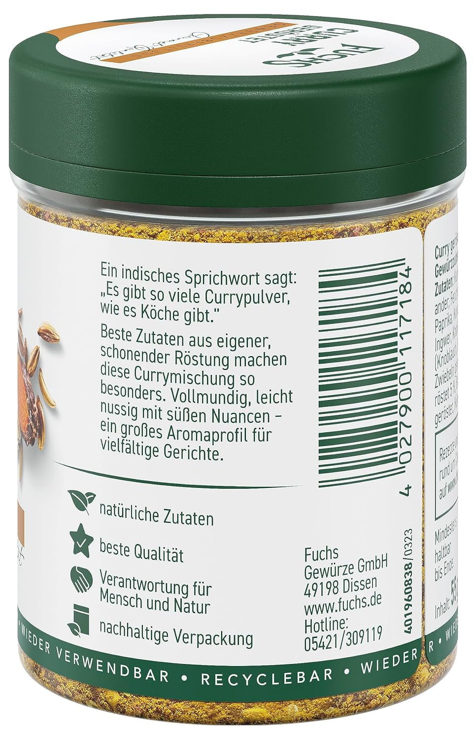Fuchs Gewürze Curry, rôti, 55 g