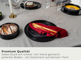 Ensemble de bols et assiettes en grès noir [12 pièces pour 4 personnes] Ensemble de vaisselle noir 100 % fait main avec glaçage réactif de qualité supérieure
