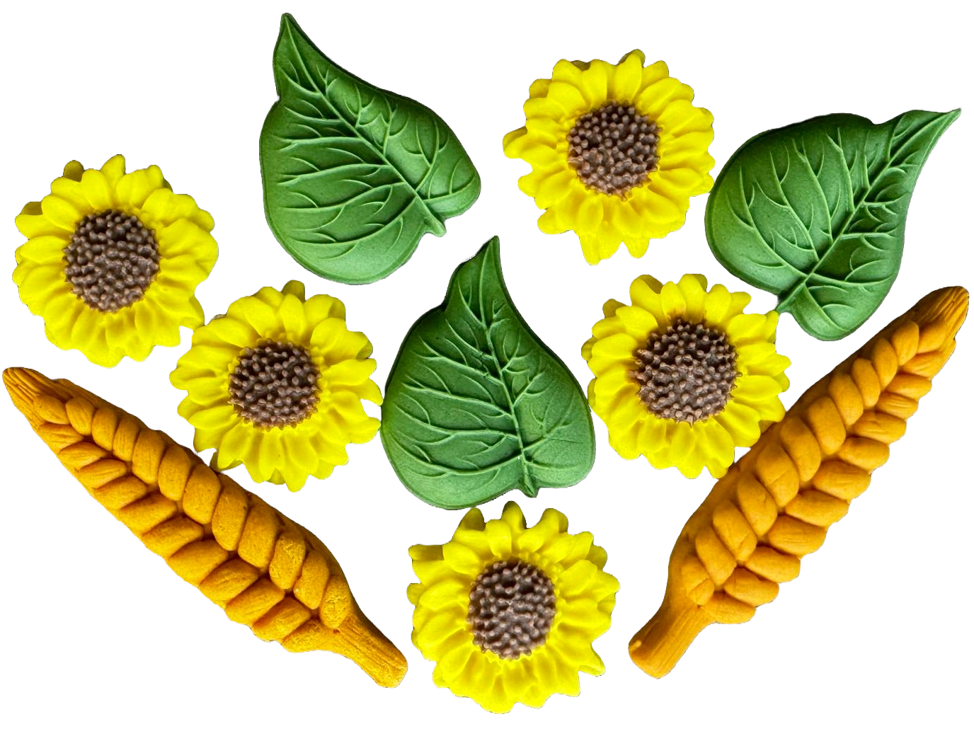 Lot de 10 décorations comestibles en sucre, Décorations en pâte à sucre Tournesol et Blé Naty Shop