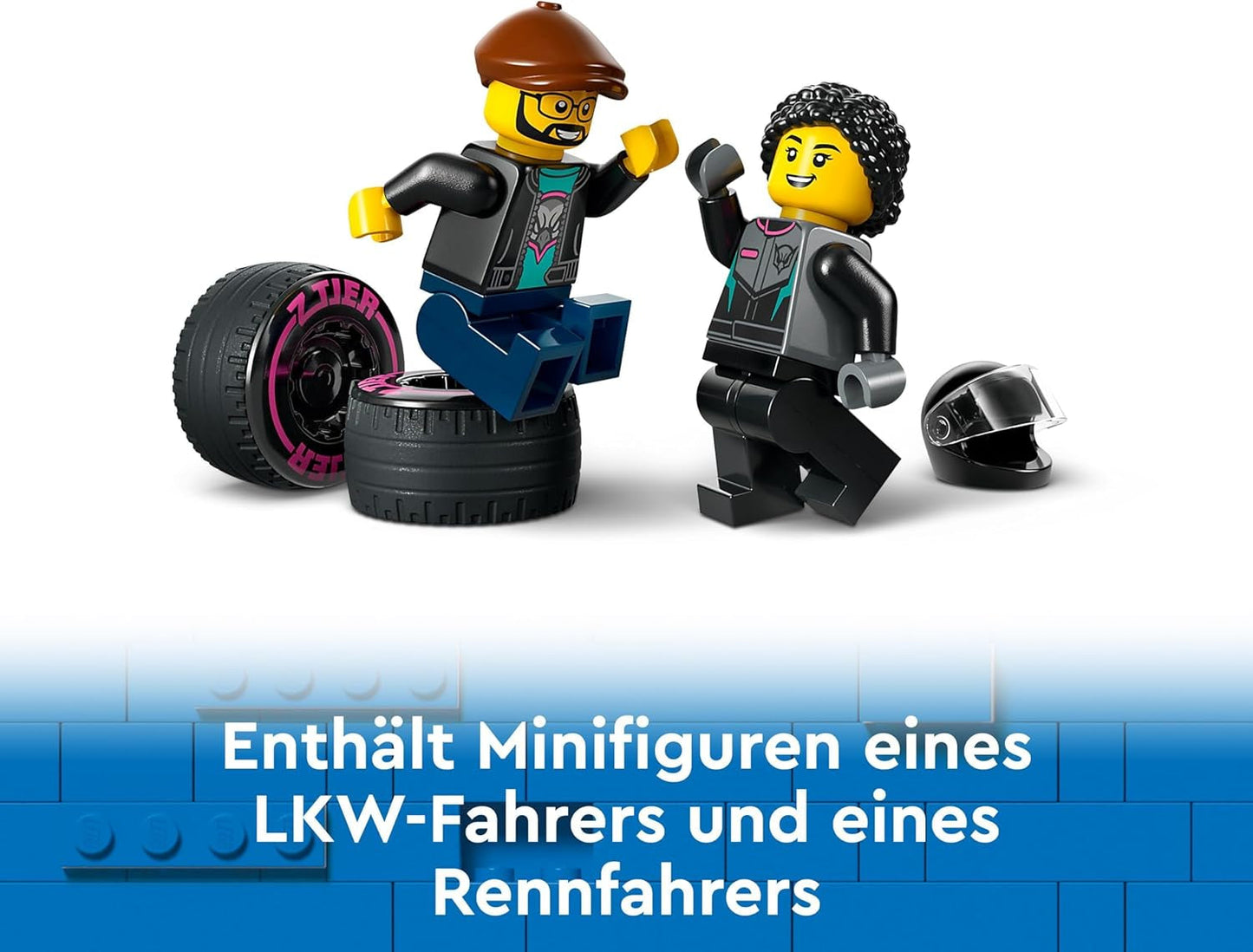 LEGO City Car Transporter avec voiture de course, camion jouet avec rampe de chargement réglable et voiture de course, jeu de construction avec 2 figurines, pilote de course et chauffeur de camion, pour les enfants à partir de 6 ans 60406 Jeux de construction Besuche den LEGO-Store