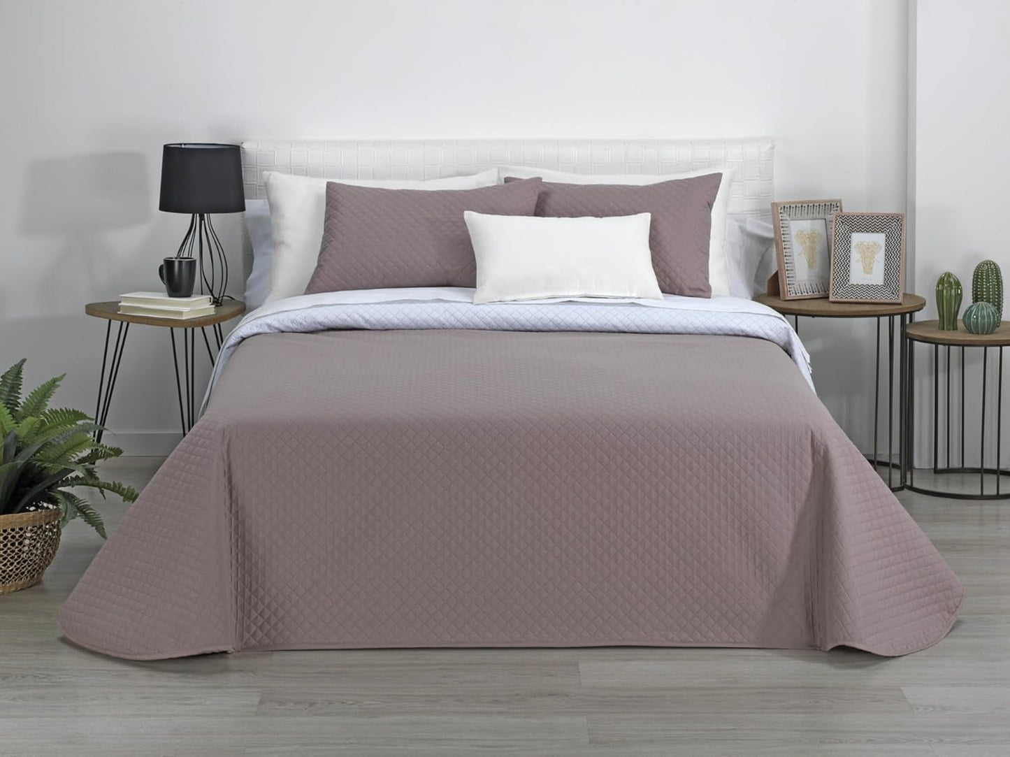 Estoralis | AVA | Courtepointe boutique réversible | Pour toutes les saisons | Couleur – Blanc/Taupe | Pour lit 140/150/160 cm. lit. (250 X 270 Cm. Ancho X Alto) | Quilt matelassé Quilts et quilts Naty Shop Titre par défaut