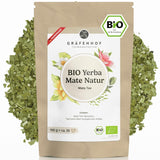 Thé Yerba Mate biologique L'original 1 kg de thé maté en vrac à haute teneur en caféine, non torréfié, séché à l'air, testé en laboratoire, feuilles de maté emballées en Allemagne, qualité supérieure Gräfenhof