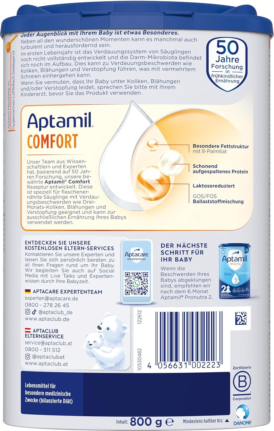 Aptamil Confort - Formule spéciale dès la naissance - 1 x 800 g