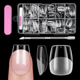 Full Cover Short Nails 120 pièces 12 tailles pointes d'ongles courtes pour ongles en gel colle sur ongles artificiels colle sur ensemble de lime à ongles polisseuse à ongles repousse-cuticules