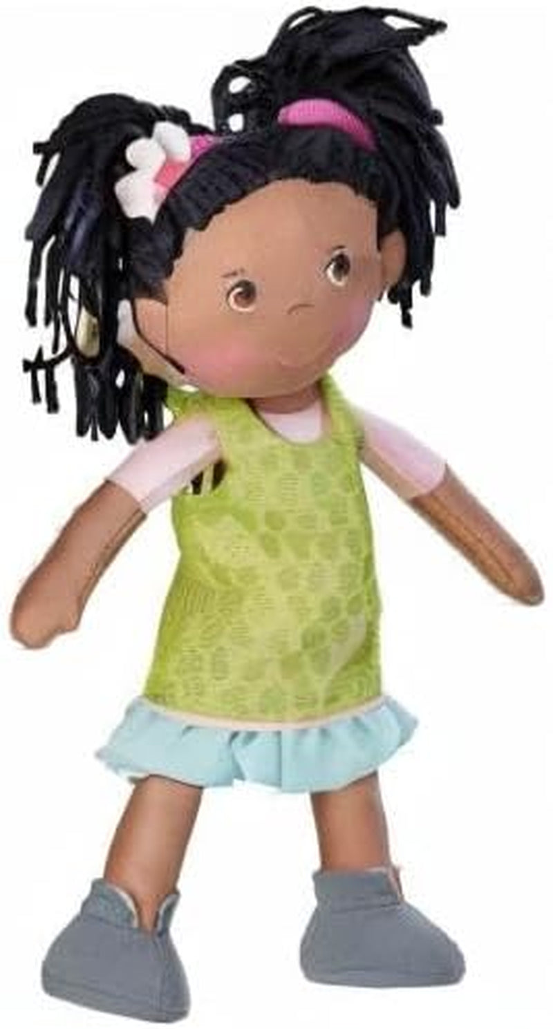 HABA 304576 - Poupée Cari, 30 cm, Poupée douce et en tissu pour enfants à partir de 18 mois, avec vêtements amovibles et cheveux longs