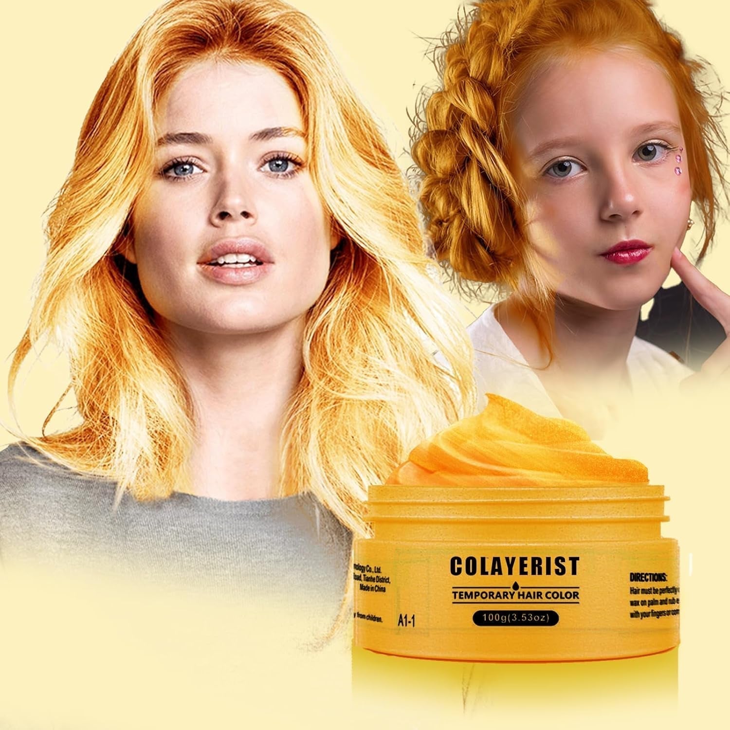 COLAYERIST Cire colorante temporaire lavable noire pour hommes et femmes Mascara capillaire pour fête ou cosplay Produits de coloration capillaire sans dégâts Naty Shop Or
