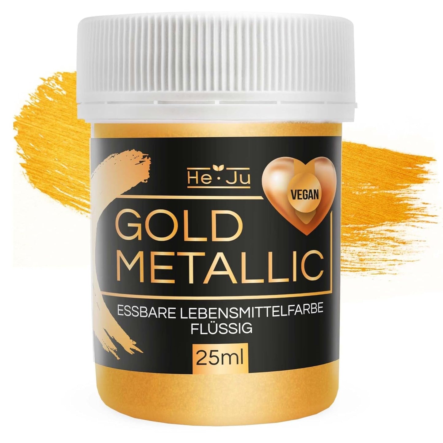 He-Ju Colorant Alimentaire Liquide Or Métallisé 25 ml, Paillettes Comestibles pour Boissons et Aliments (Or Métallisé, 25 ml)