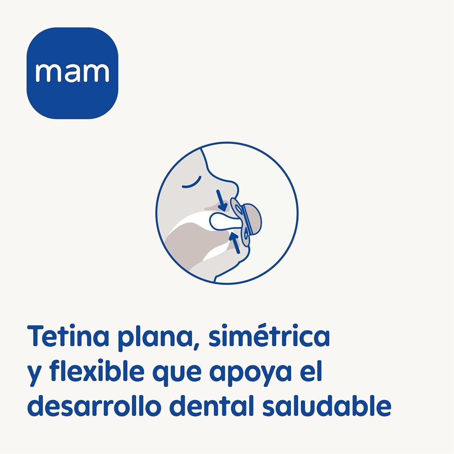 Sucette MAM à partir de 6 mois avec tétine symétrique, plate et flexible, en silicone souple, facile à utiliser, avec boîte auto-stérilisante, Originale, Bleu clair, 2 pièces
