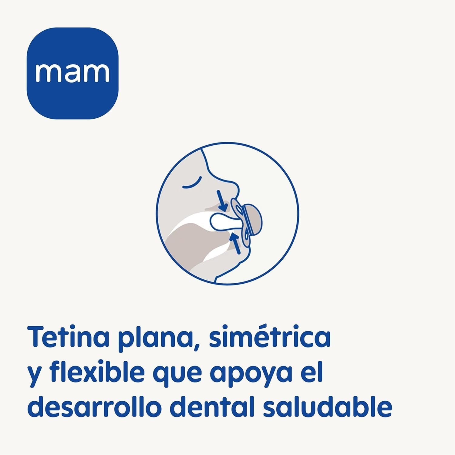 Sucette MAM à partir de 6 mois avec tétine symétrique, plate et flexible, en silicone souple, facile à utiliser, avec boîte auto-stérilisante, Originale, Bleu clair, 2 pièces