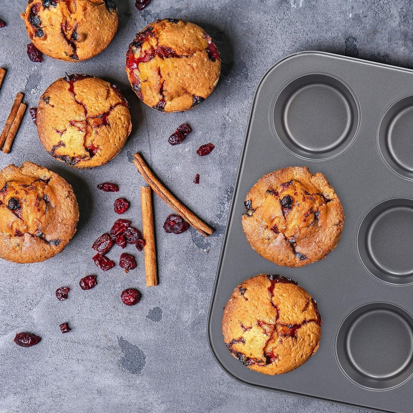 Relaxdays Muffinform, 2Er Set, 12Er Muffinbleche, Antihaftbeschichte, Carbonstahl, Muffins & Cupcakes, Ø 6,5 Cm, Blé, 10030825 Moules et plaques pour pâtisserie Naty Shop