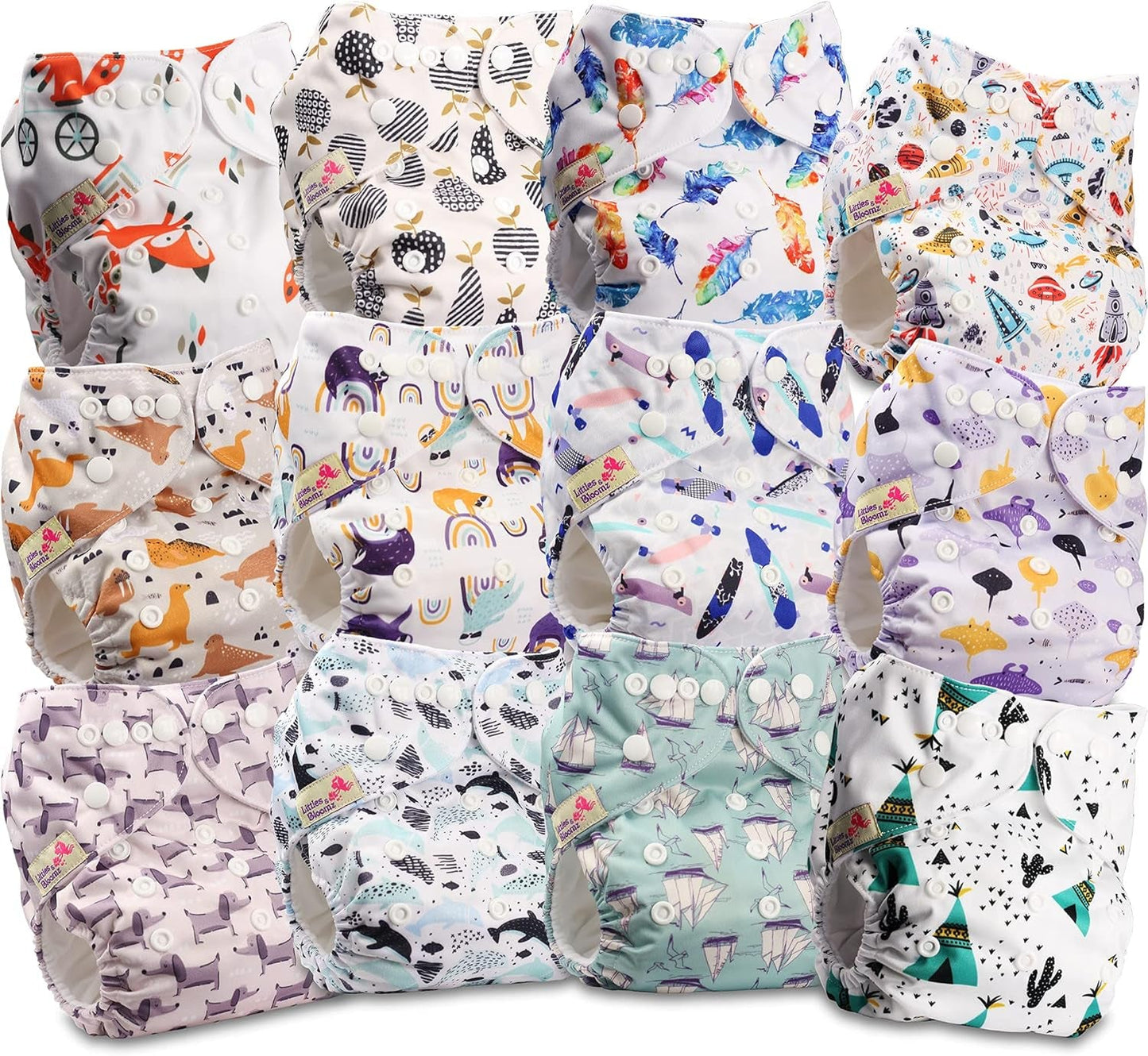 Littles and Bloomz FLP2-0406 Couche réutilisable à clip standard, 4 couches