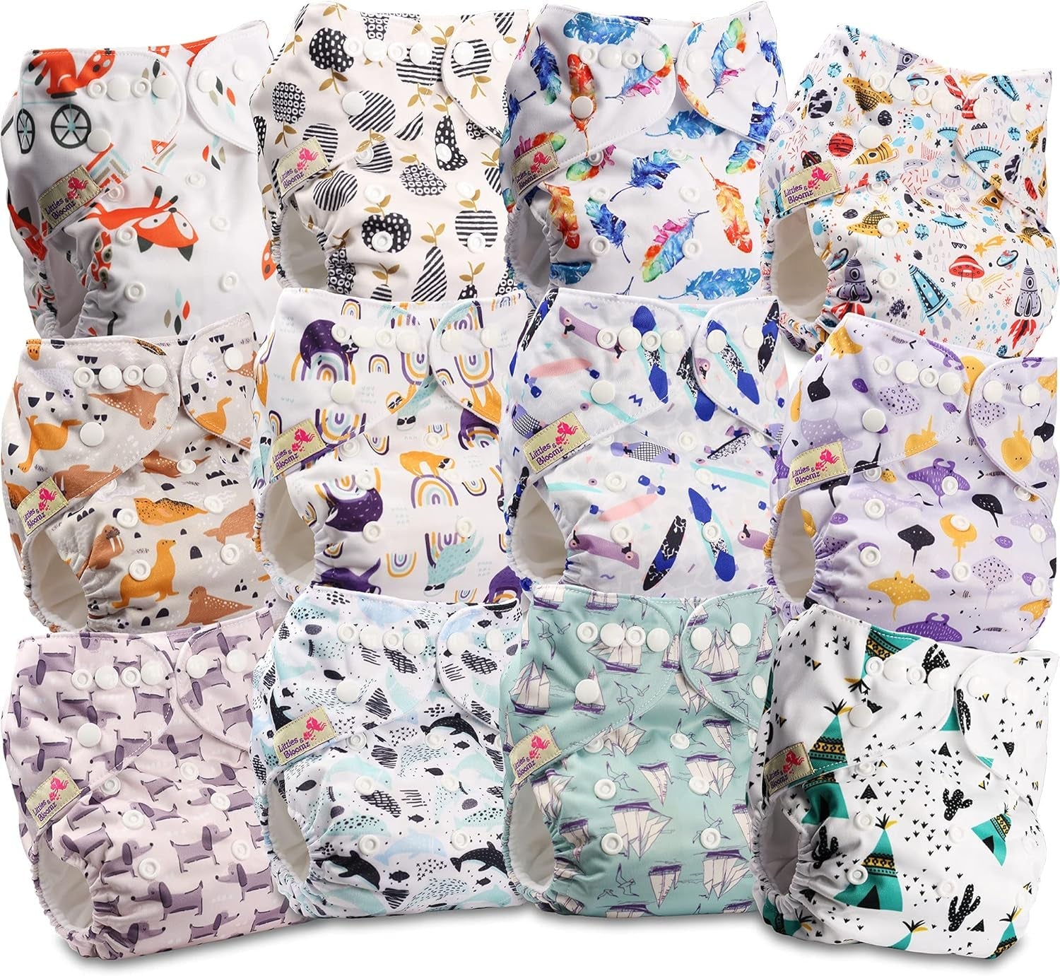Littles and Bloomz FLP2-0406 Couche réutilisable à clip standard, 4 couches