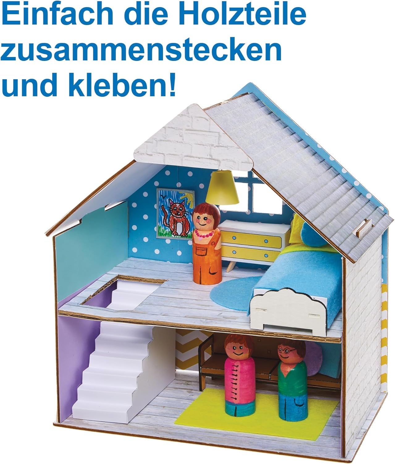 Baker Ross FN199 Construisez votre propre maison de poupée en bois - Kit de construction de maison de poupée 1 pièce pour kit d'artisanat pour enfants