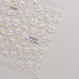 Autocollants pour ongles en forme de marguerites blanches en relief 5D, autocollants pour ongles, feuilles de fleurs, autocollants pour Nail Art, accessoires de décoration d'ongles, autocollants de conception de fleurs, Nail Art