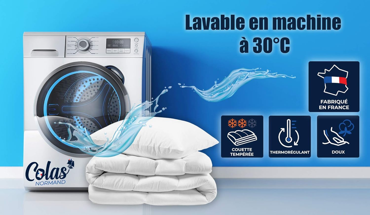 COLAS NORMAND Couette thermorégulatrice, Cool In, Tempéré, 140 X 200 Cm, Sweat, Ventilation optimale, 100% percale, Fresh Feel, Français, 53130255, Blanc Couettes et couettes Naty Shop