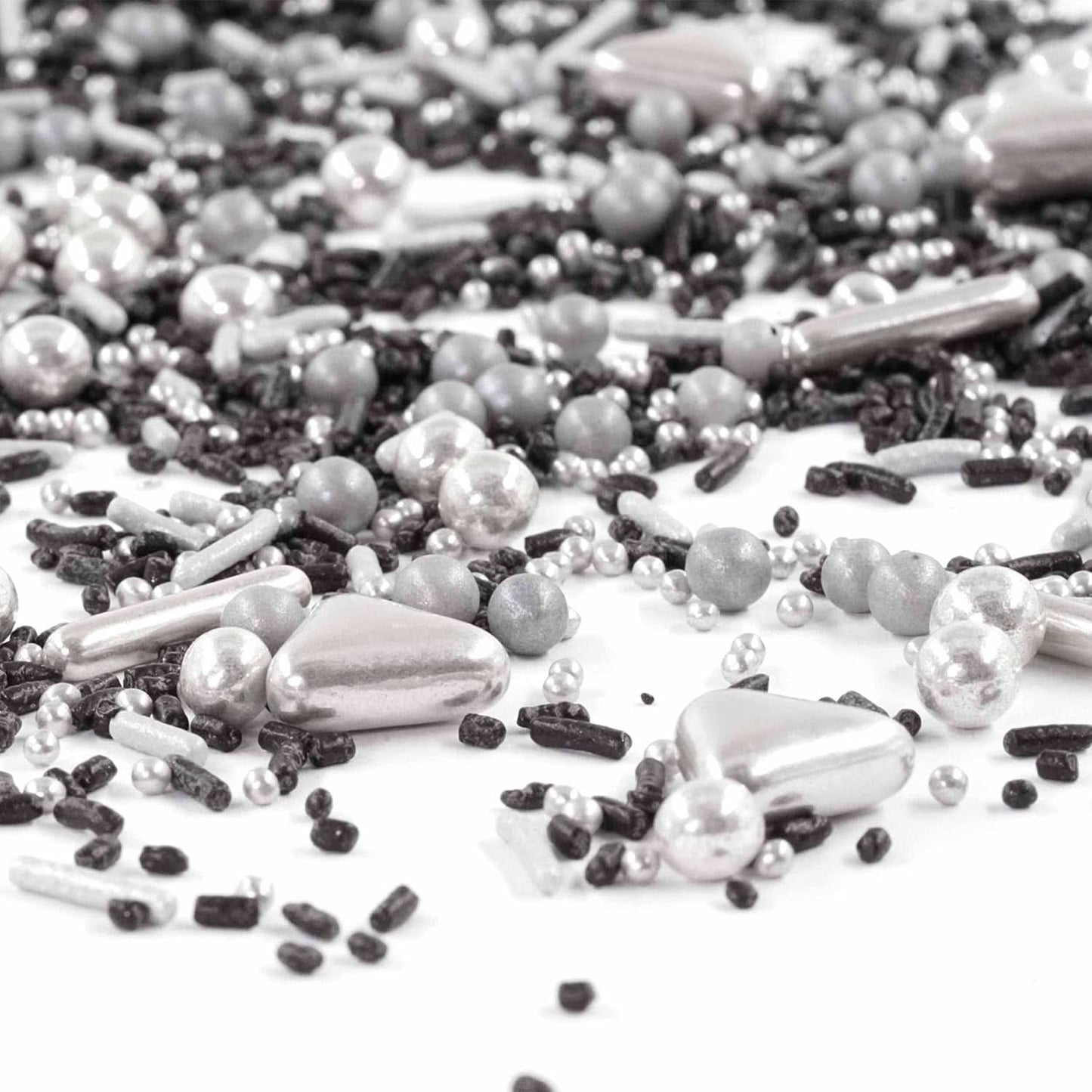 Streusel Glück Black Beauty, Mix Sprinkles Argent - Noir, 90 grammes Sprinkles Naty Shop