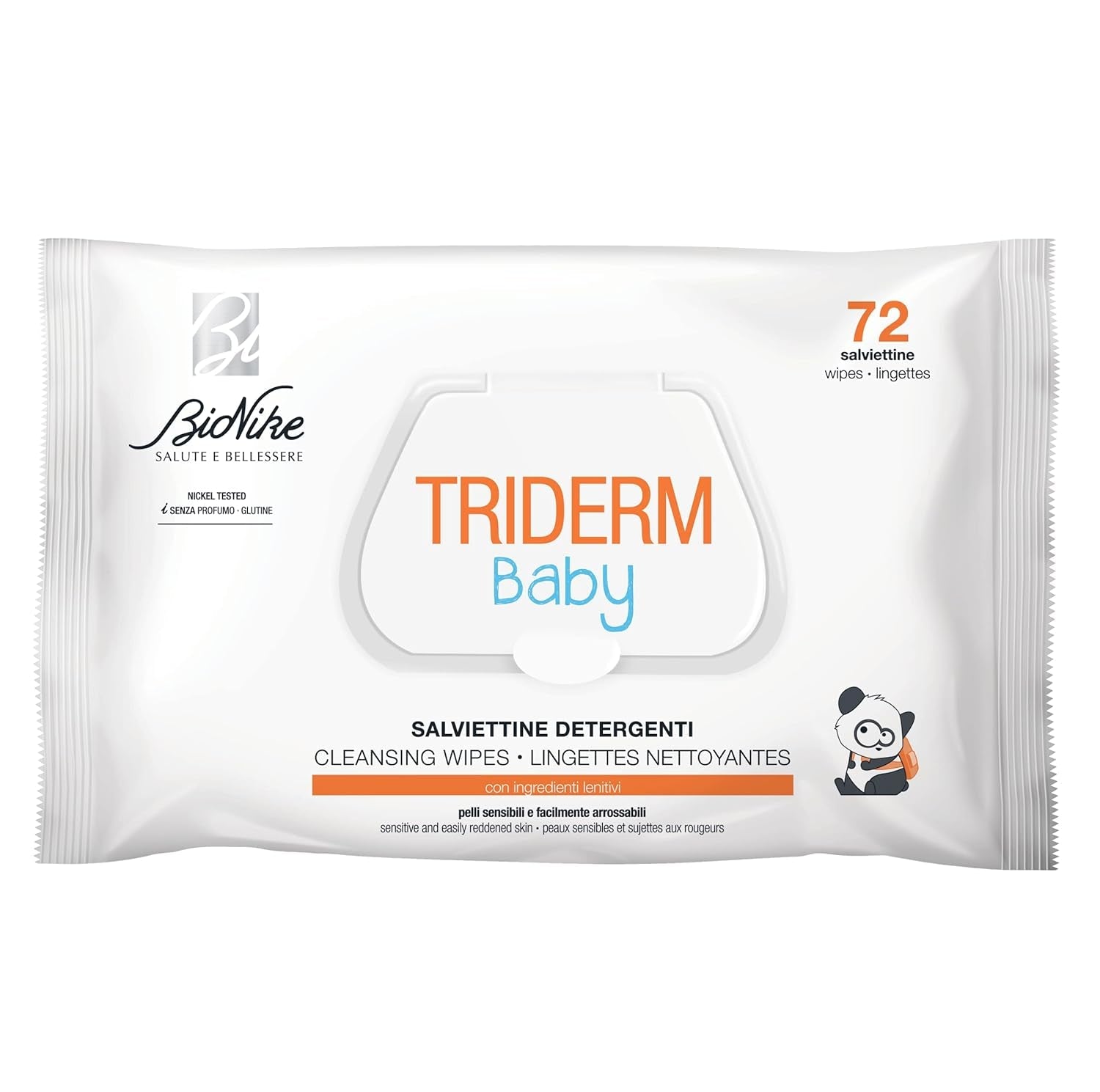 Bionike Triderm Baby Lingettes humides pour peaux sèches et sensibles Effet apaisant et raffermissant Protège et hydrate 72 lingettes